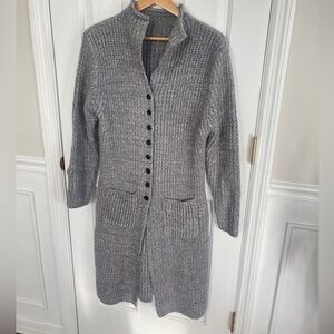 KUBITU Gray Chunky Knit Long Sweater Women’s Large  (runs small!) Boho Indie